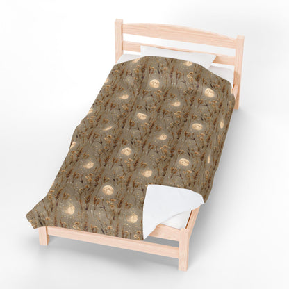 Velveteen Plush Blanket: Bohemian Cozy Throw, Harvest Moon Design