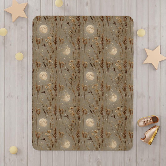 Whimsical Moonlit Fleece Toddler Blanket: Cozy Nursery Decor