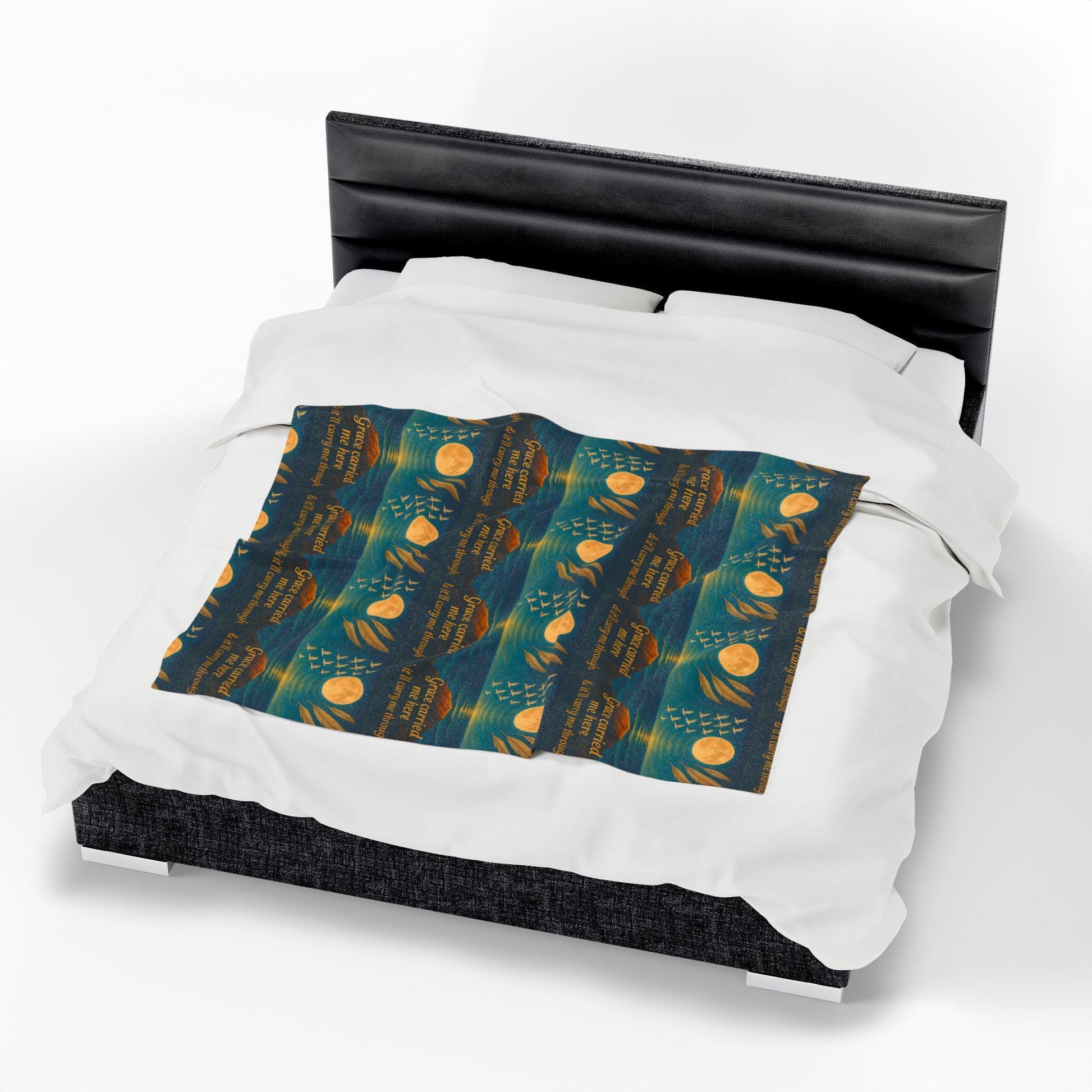 Inspirational Velveteen Plush Blanket: Grace Theme, Motivational Decor