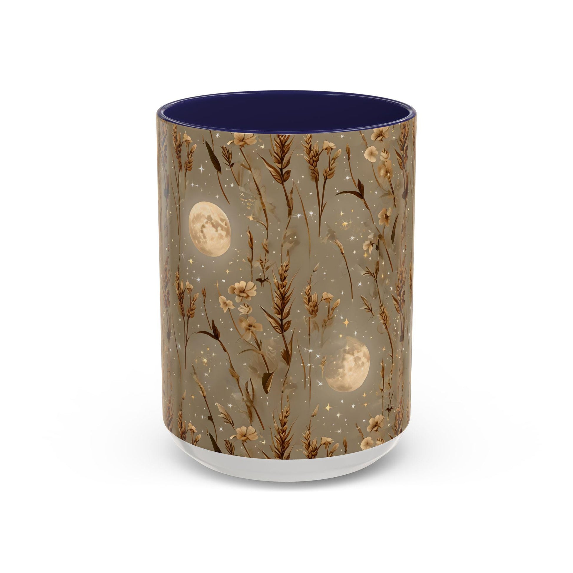 Celestial Floral Coffee Mug - Cosmic Design for Coffee Lovers, Gift for Her, Moon Decor, Morning Routine, Nature Inspired, Harvest Moon