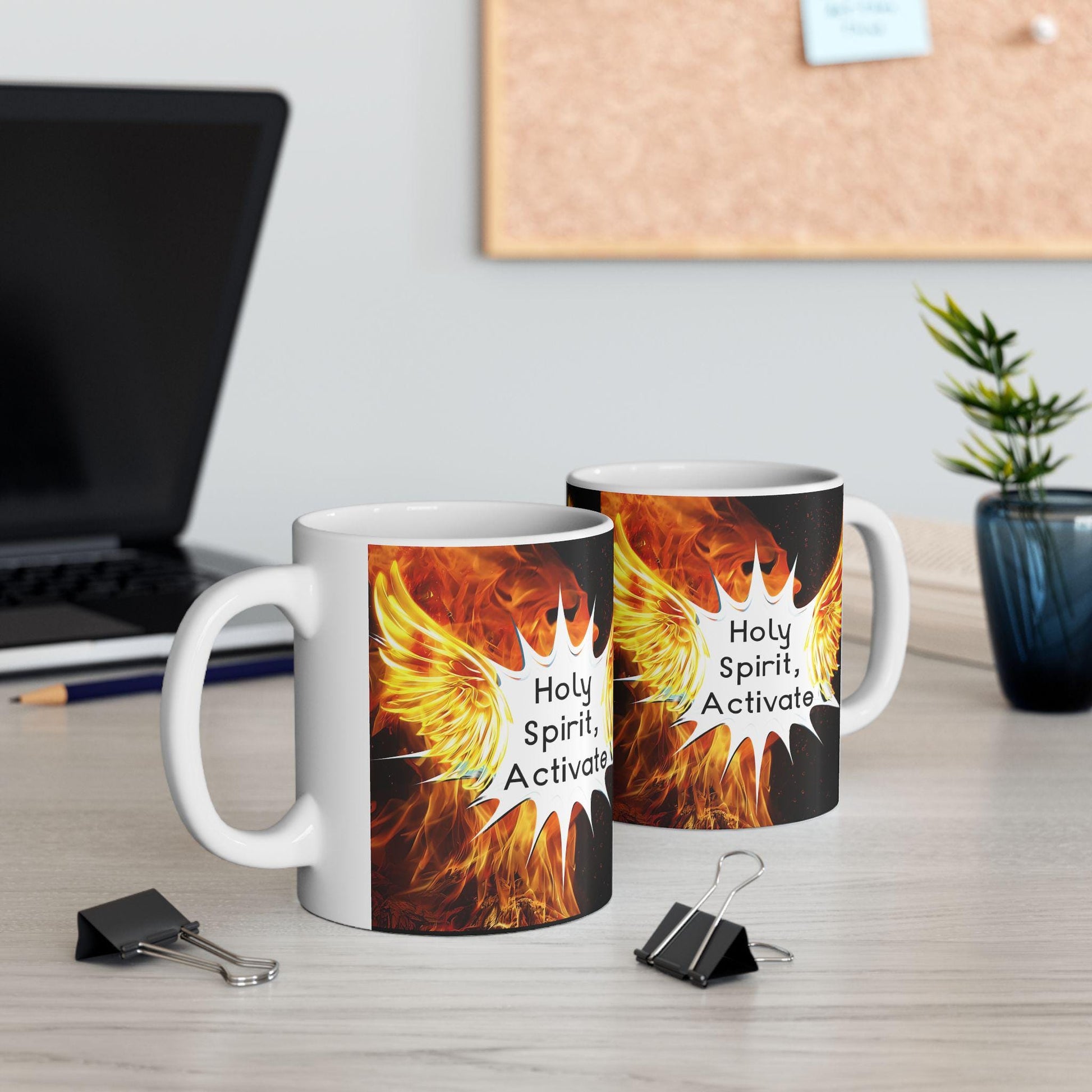 Fiery Spirit Ceramic Mug: Inspirational Coffee Cup, Unique Kitchen Decor