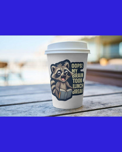 Funny Raccoon Brain Break Sticker: Relatable Student/Teacher Decal
