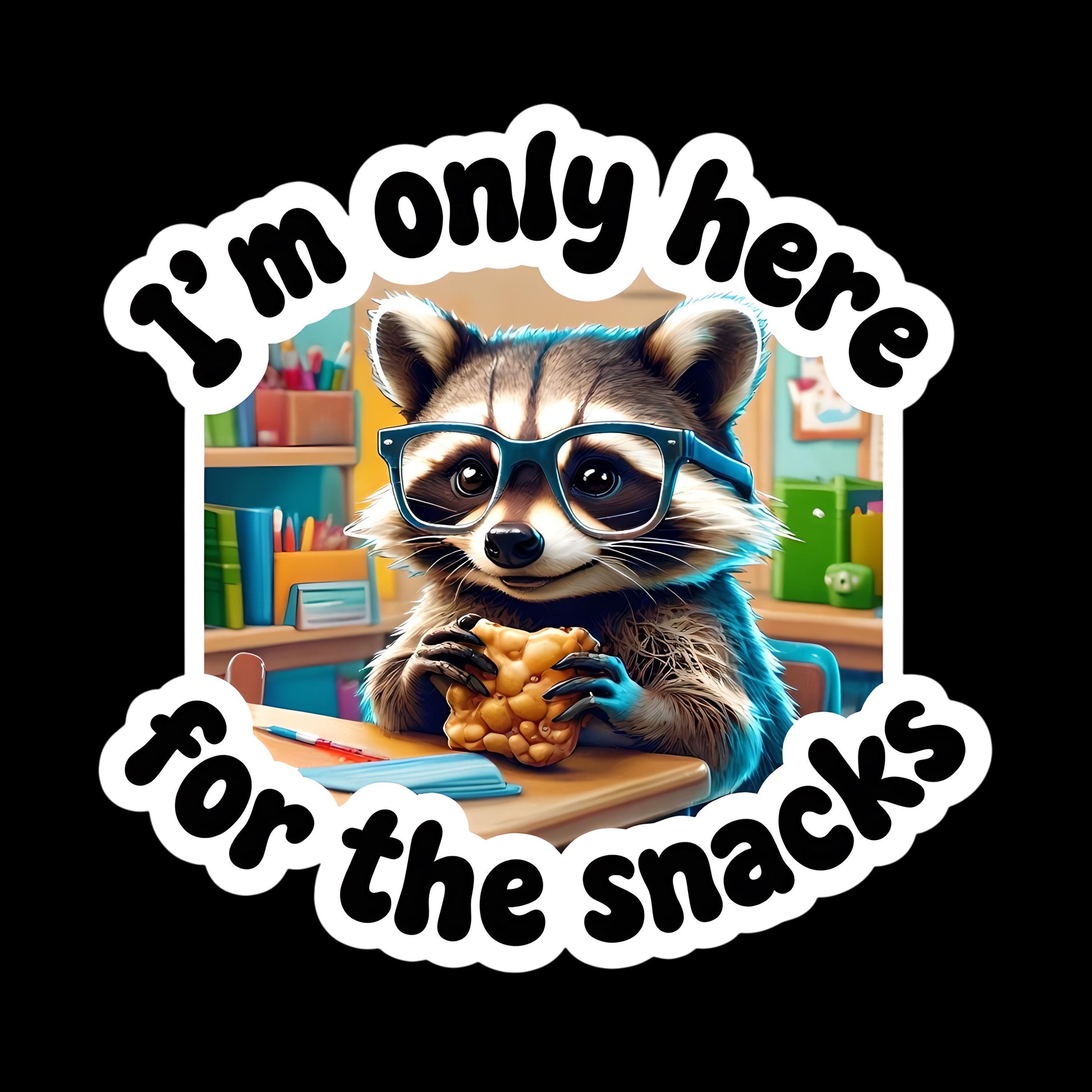 Sticker - Racoon I'm Only Here for the Snacks - Back to School