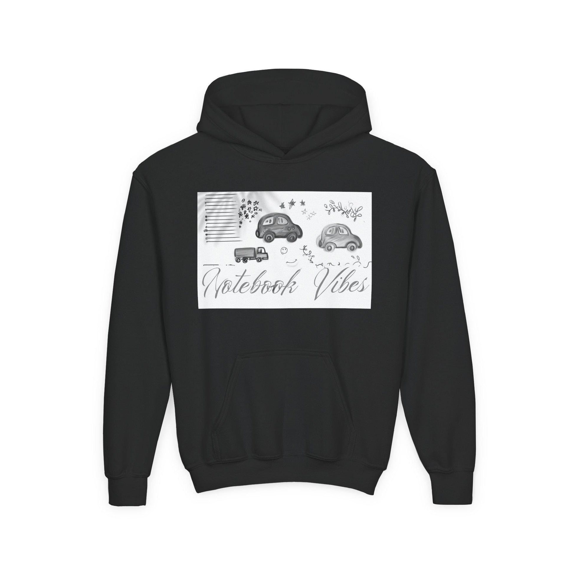 Notebook Vibes Youth Hoodie, Cool Car Design Sweatshirt, Gift for Teen Boys Girls, Casual Wear, Birthday Present, Art Lover Apparel