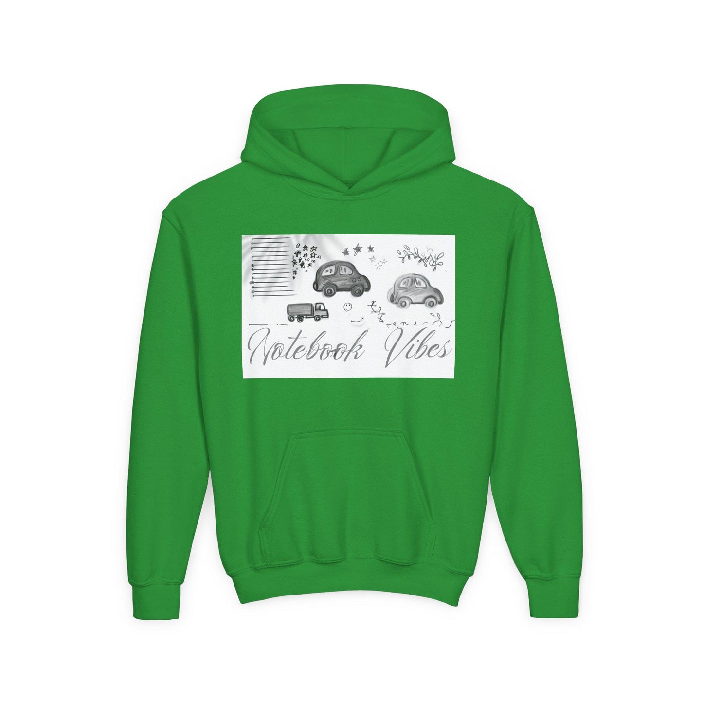 Notebook Vibes Youth Hoodie, Cool Car Design Sweatshirt, Gift for Teen Boys Girls, Casual Wear, Birthday Present, Art Lover Apparel
