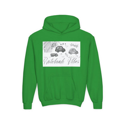 Notebook Vibes Youth Hoodie, Cool Car Design Sweatshirt, Gift for Teen Boys Girls, Casual Wear, Birthday Present, Art Lover Apparel