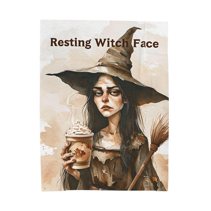 Resting Witch Face Plush Blanket: Gothic Halloween Throw