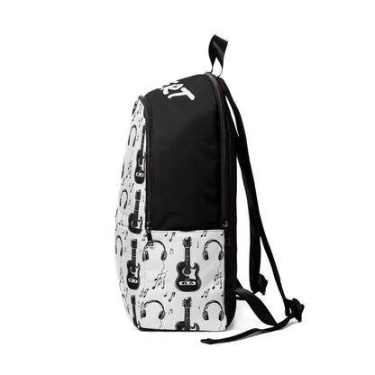 Music Lover Backpack: Guitar & Notes Design, Waterproof Nylon