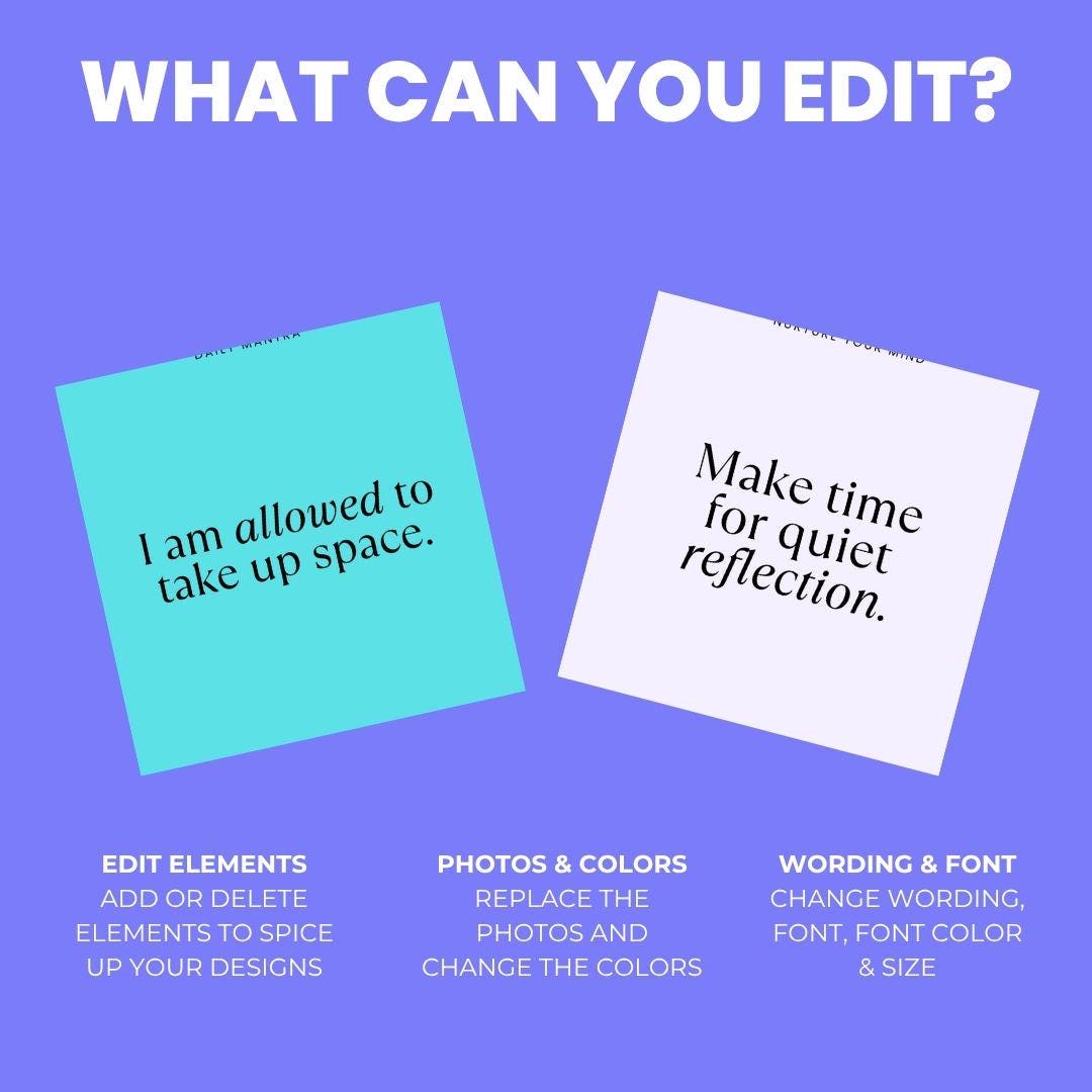 100 Editable Mental Health Quote Templates | Canva Instagram Posts | Self-Care & Wellness Bundle, Digital Download