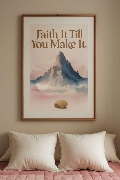 Mustard Seed Christian Print: Pastel Mountain Bible Verse Art (Digital Download)