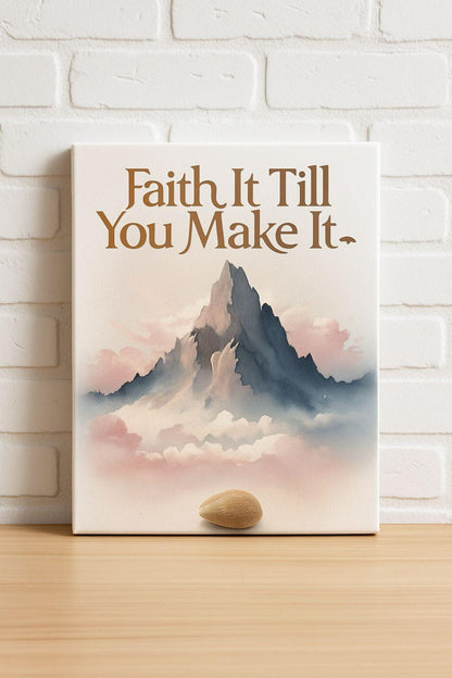 Mustard Seed Christian Print: Pastel Mountain Bible Verse Art (Digital Download)