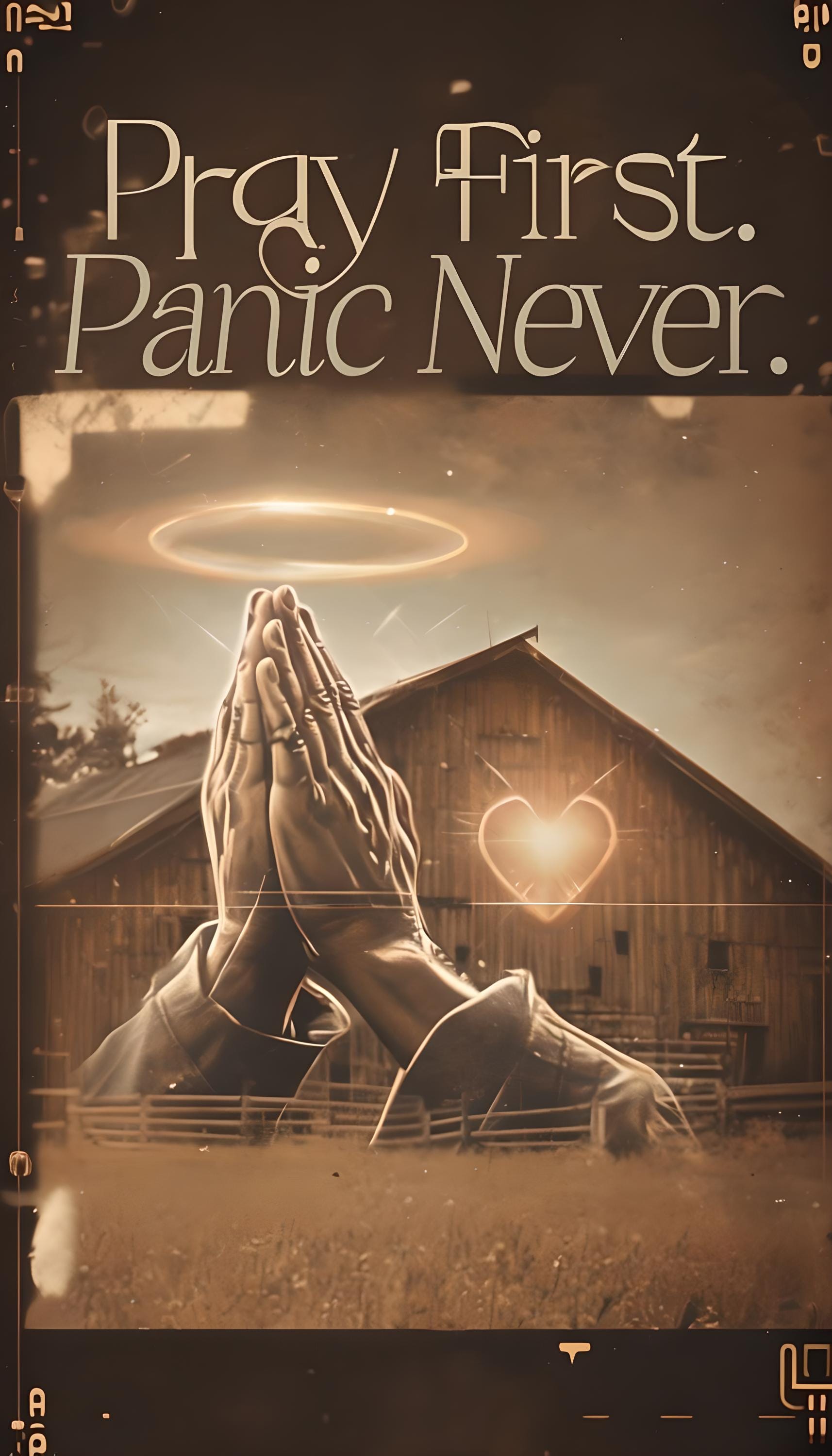 Pray First Panic Never Print: Rustic Farmhouse Christian Wall Art (Digital Download)