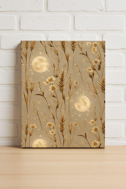 Harvest Moon Floral Print: Boho Celestial Seamless Pattern (Digital Download)