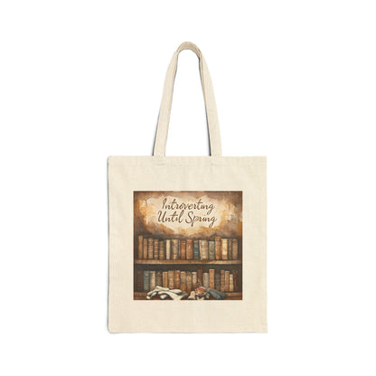 Introverting Until Spring Tote Bag: Book Lover's Cotton Canvas Shopping Bag