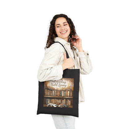 Introverting Until Spring Tote Bag: Book Lover's Cotton Canvas Shopping Bag