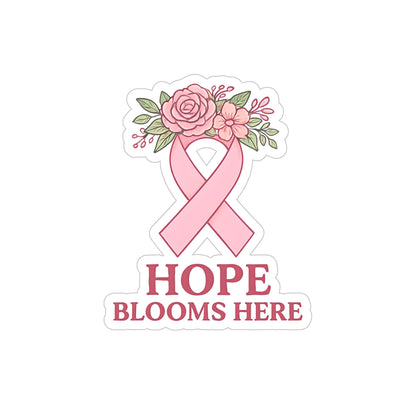 Breast Cancer Awareness Decal: Hope Blooms Floral Pink Ribbon Sticker