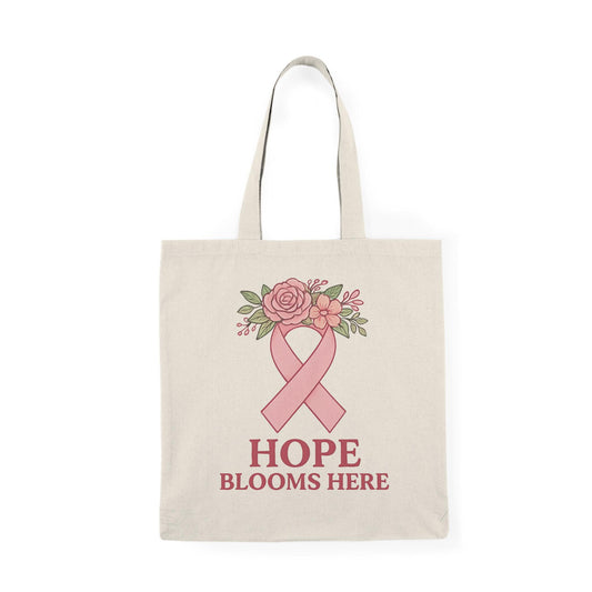 Hope Blooms Floral Tote Bag: Breast Cancer Awareness Gift