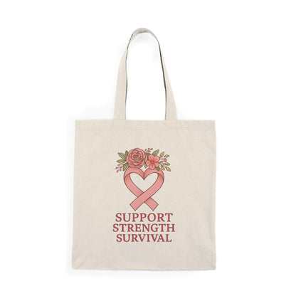 Breast Cancer Awareness Tote Bag: Floral Inspirational Design