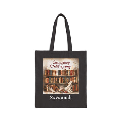 Introverting Until Spring Tote Bag: Book Lover's Cotton Canvas Carryall