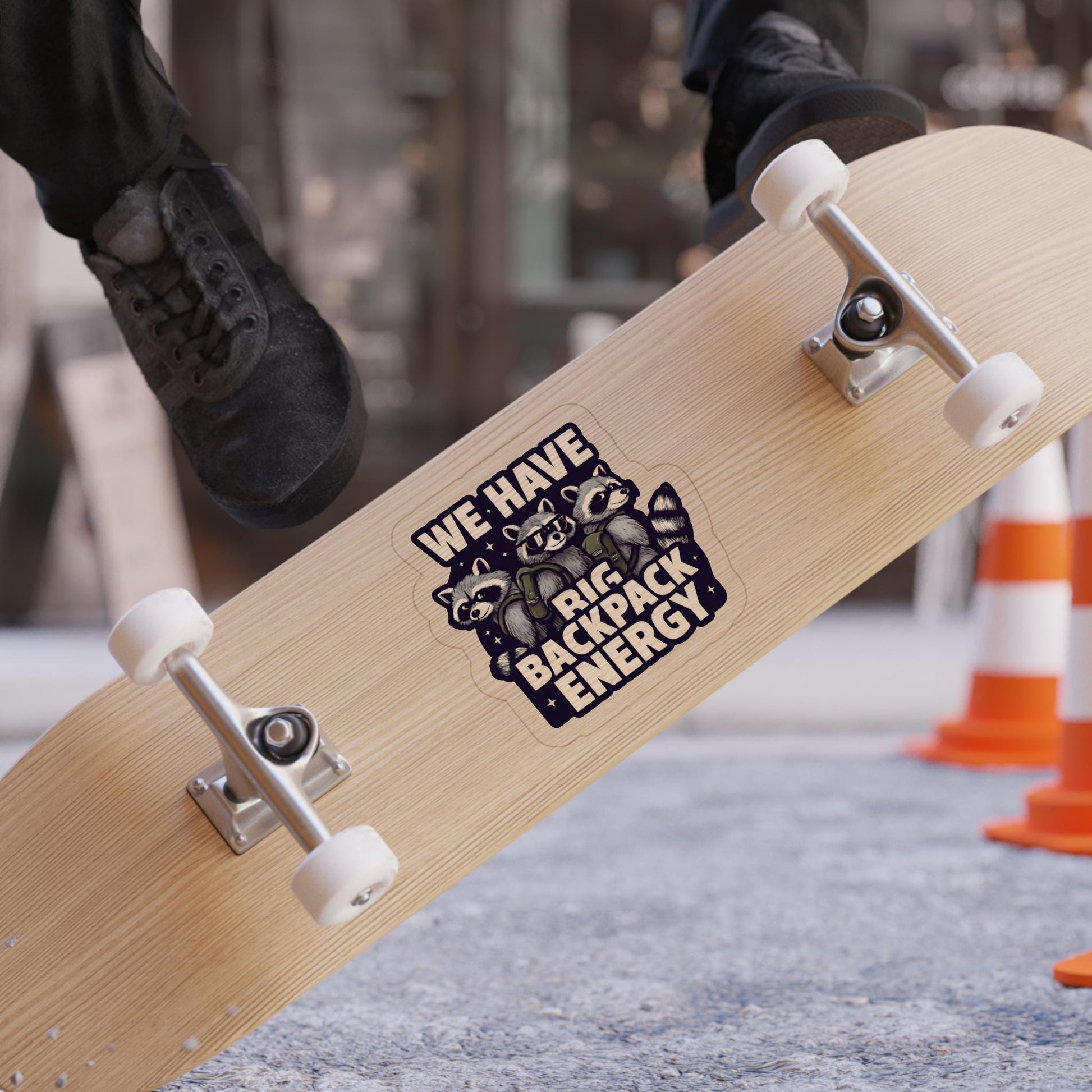 Adventurous Raccoon Outdoor Sticker: Eco-Friendly Vinyl, Water-Resistant
