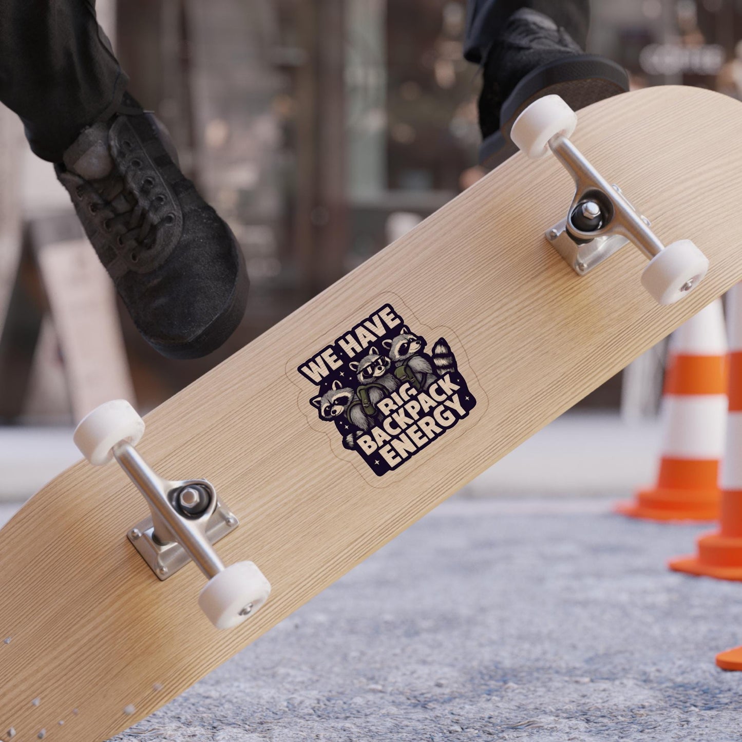 Adventurous Raccoon Outdoor Sticker: Eco-Friendly Vinyl, Water-Resistant