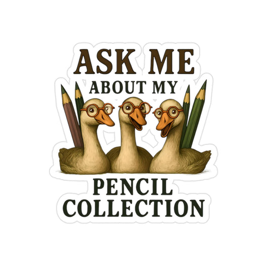 Silly Goose, Whimsical Die-Cut Stickers - Creative Pencil Collection Design, Back to School