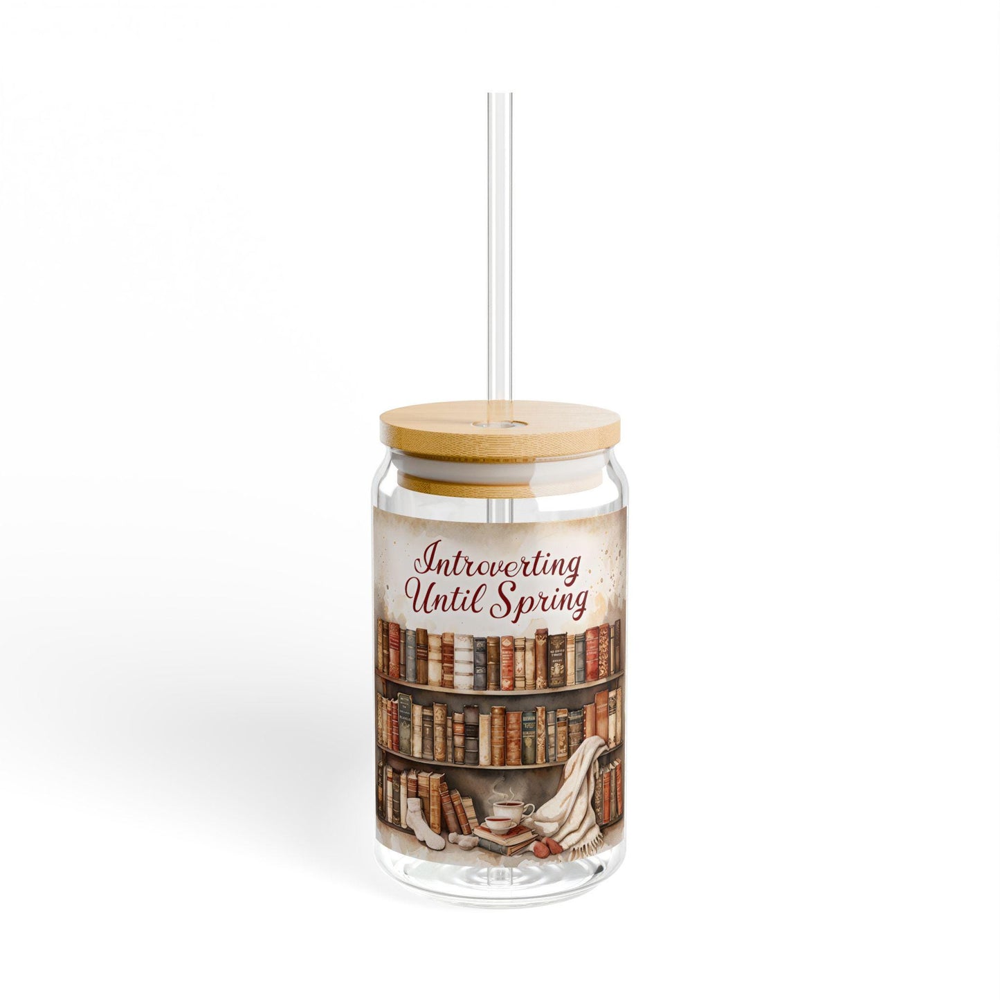Introverted Sipper Glass: 16oz Jar with Bamboo Lid & Tritan Straw