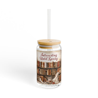 Introverted Sipper Glass: 16oz Jar with Bamboo Lid & Tritan Straw