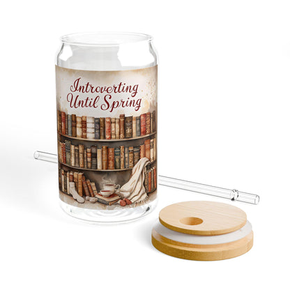 Introverted Sipper Glass: 16oz Jar with Bamboo Lid & Tritan Straw