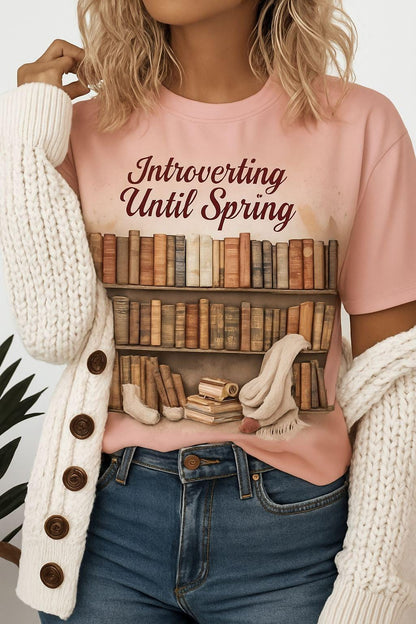 Introverting Until Spring | Cozy Book Lover Digital Art | Winter Introvert Printable Wall Decor