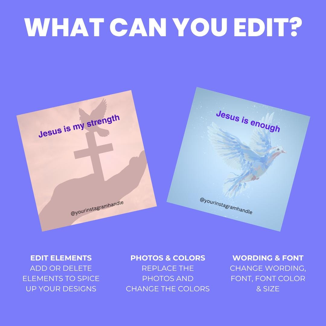 100 Christian Encouragement Quotes: 100 Canva Templates for Social Media (Digital Download)