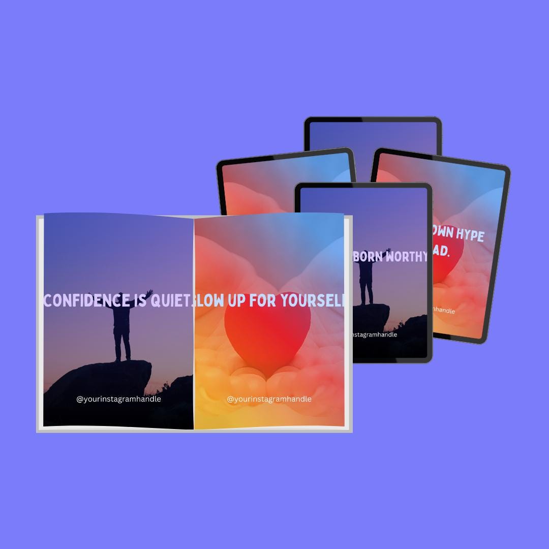 100 Self-Love & Confidence Canva Templates | Empowering Quote Bundle Editable