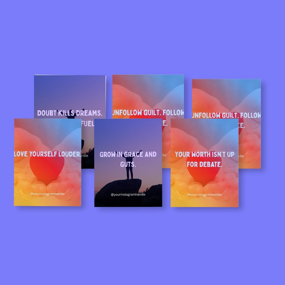 100 Self-Love & Confidence Canva Templates | Empowering Quote Bundle Editable