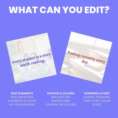 Teacher Inspiration Quotes: 100 Editable Canva Templates (Digital Download)
