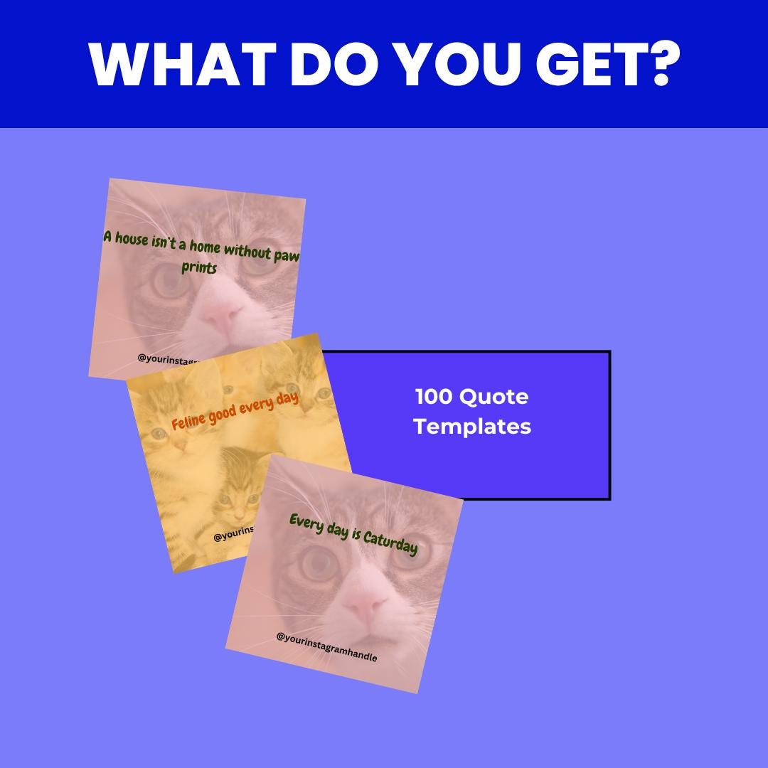 Funny Cat Lover Quotes Canva Template: Editable Social Media Content