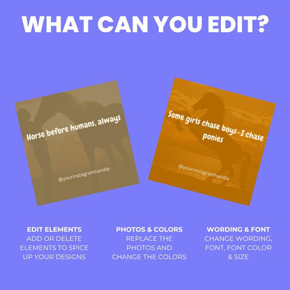 Horse Lover Quote Templates: Canva Editable Equestrian Bundle (Digital Download)