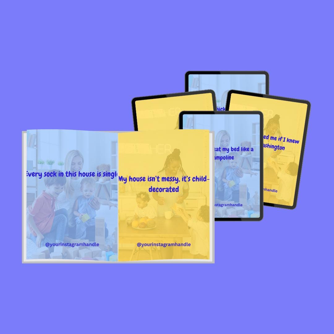 100 Funny Parenting Quotes Canva Template: Mom & Dad Humor (Digital Download