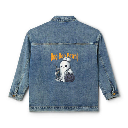 Ghost Denim Jacket: Boo Boo Patrol Halloween Fashion - Nurse Gift