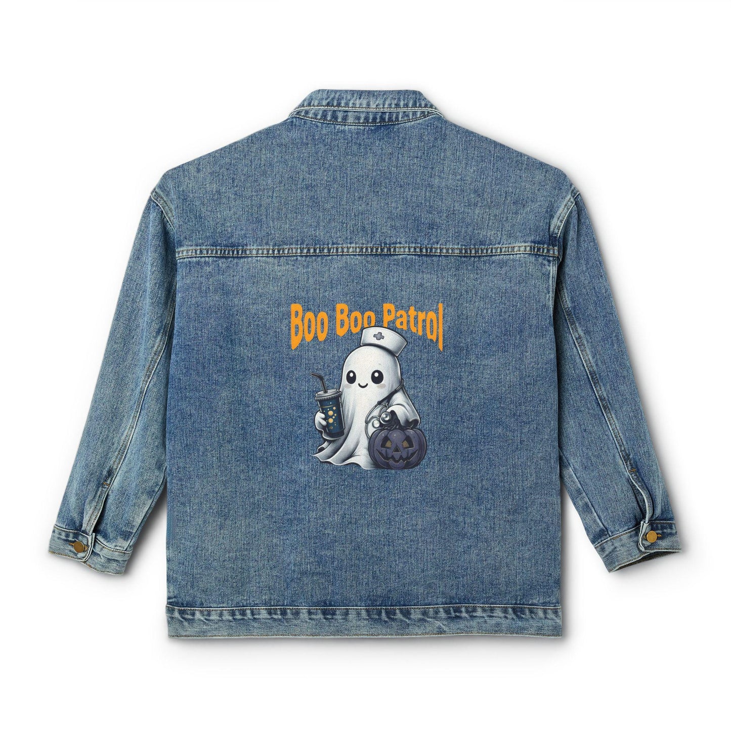 Ghost Denim Jacket: Boo Boo Patrol Halloween Fashion - Nurse Gift