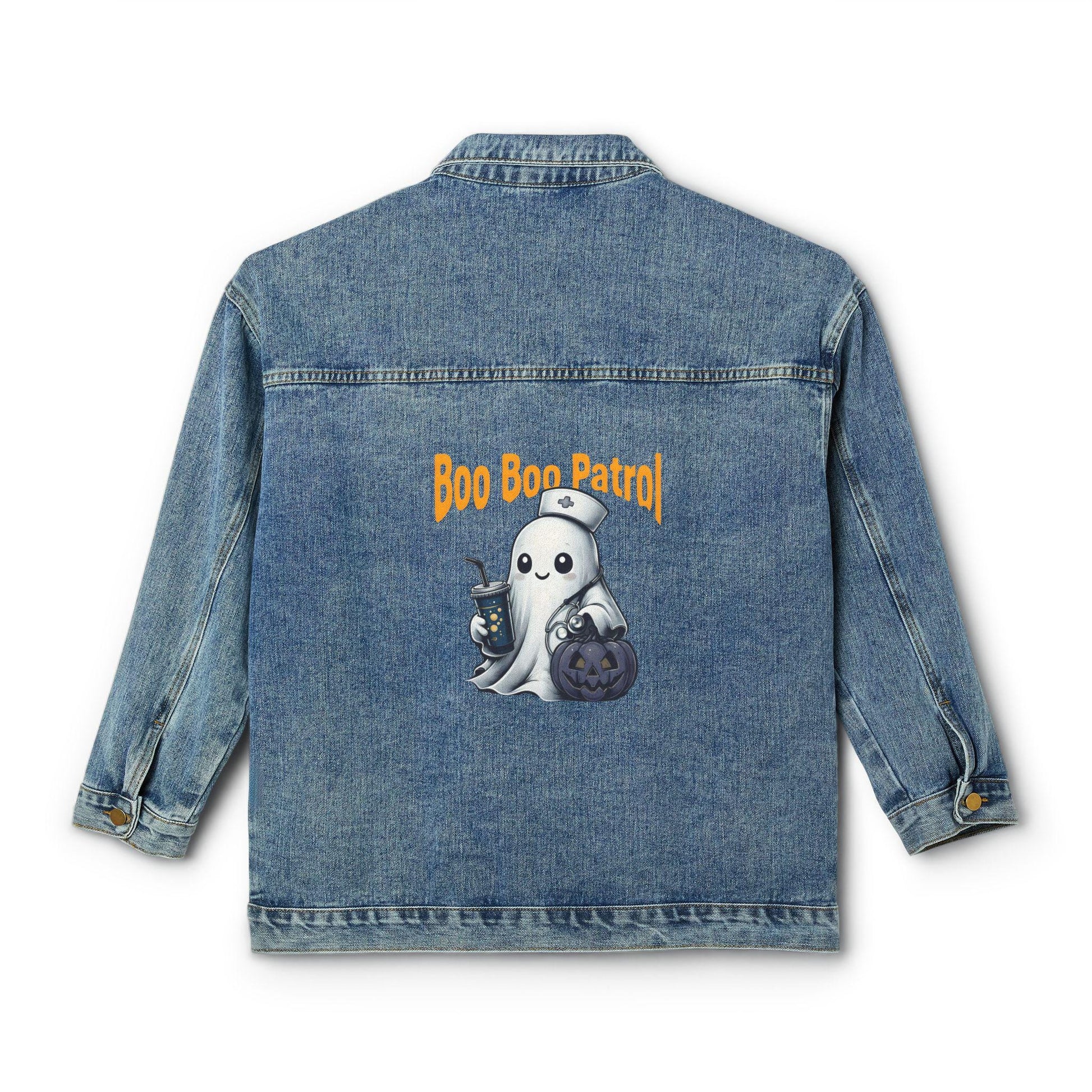 Ghost Denim Jacket: Boo Boo Patrol Halloween Fashion - Nurse Gift