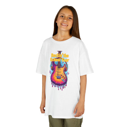 Electric School Year Kids Tee: Music Lover Graphic Shirt