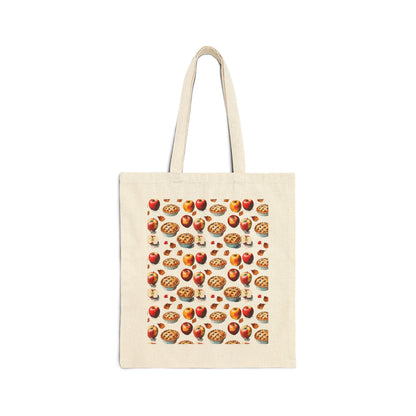 Cute Foodie Cotton Canvas Tote Bag, Apple Pie Tote, Shopping Bag for Food Lovers, Grocery Tote, Eco-Friendly Bag, Gift for Chefs & Cooks