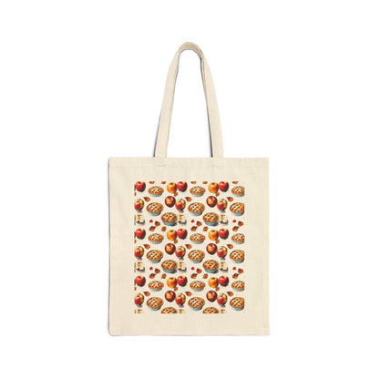 Cute Foodie Cotton Canvas Tote Bag, Apple Pie Tote, Shopping Bag for Food Lovers, Grocery Tote, Eco-Friendly Bag, Gift for Chefs & Cooks