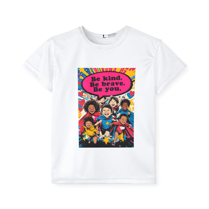 Kids Sports Jersey with Inspirational Message, Fun Activewear for Children, Be Kind Be Brave Be You, Perfect for Birthdays, Sports [...]