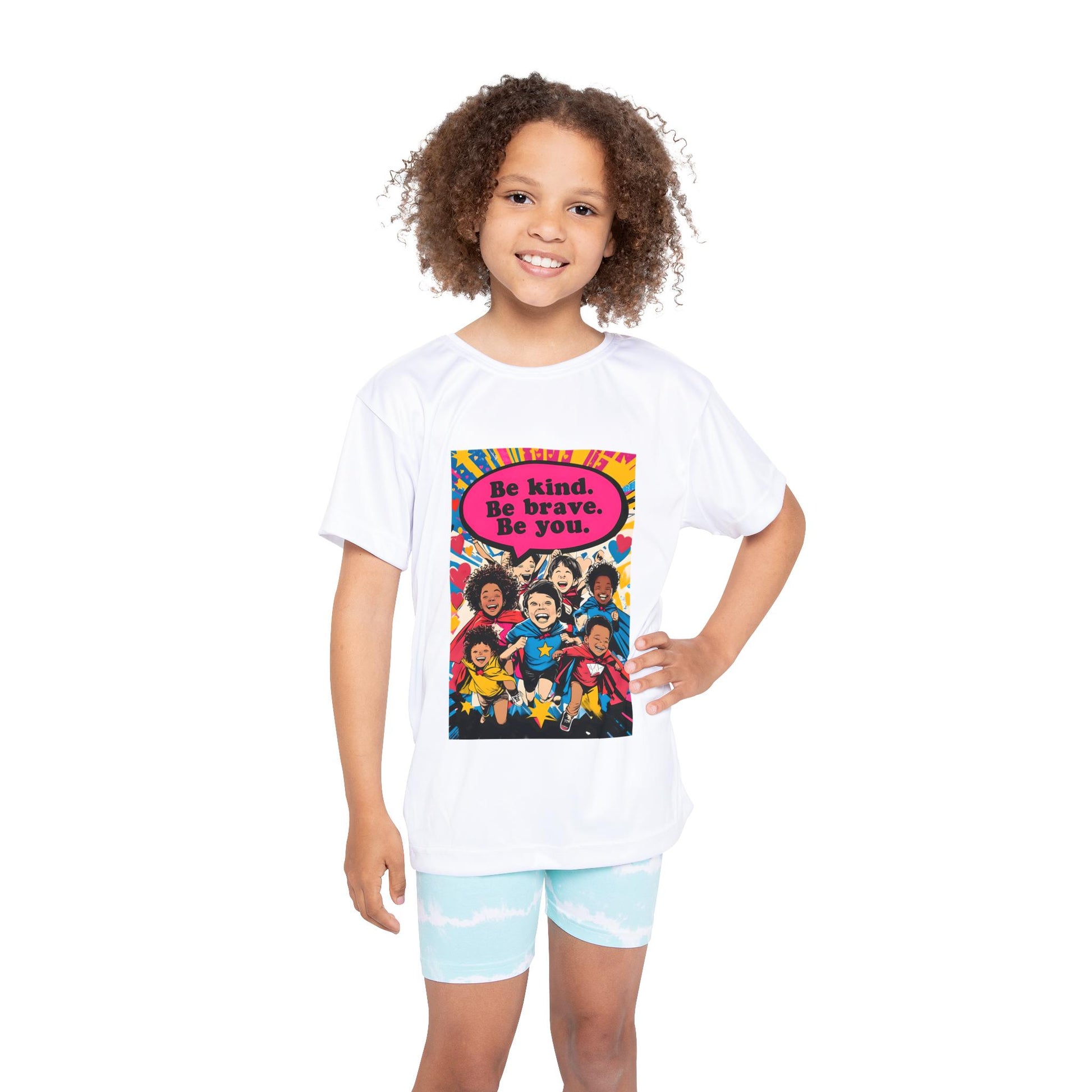 Kids Sports Jersey with Inspirational Message, Fun Activewear for Children, Be Kind Be Brave Be You, Perfect for Birthdays, Sports [...]