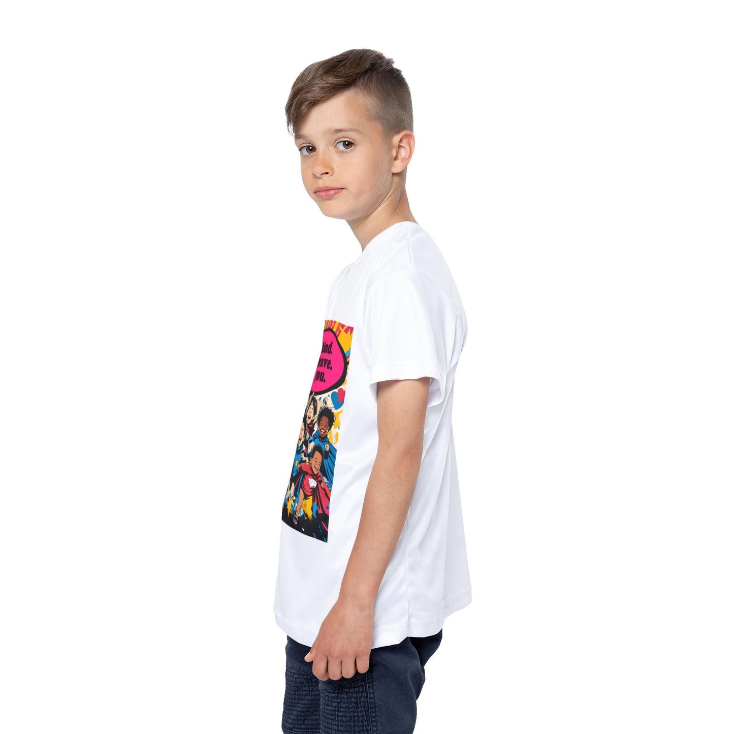 Kids Sports Jersey with Inspirational Message, Fun Activewear for Children, Be Kind Be Brave Be You, Perfect for Birthdays, Sports [...]