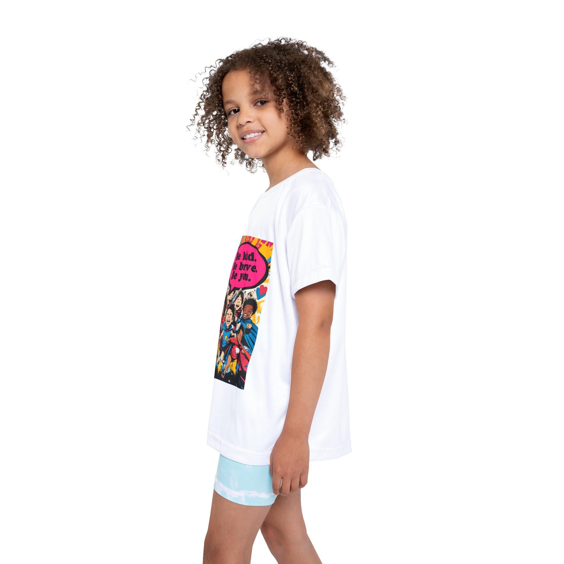 Kids Sports Jersey with Inspirational Message, Fun Activewear for Children, Be Kind Be Brave Be You, Perfect for Birthdays, Sports [...]
