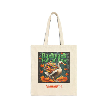 Spooky Goose Cotton Canvas Tote Bag: Halloween Trick or Treat Carryall