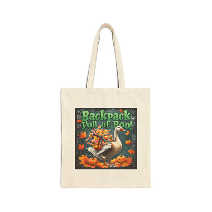 Spooky Goose Cotton Canvas Tote Bag: Halloween Trick or Treat Carryall