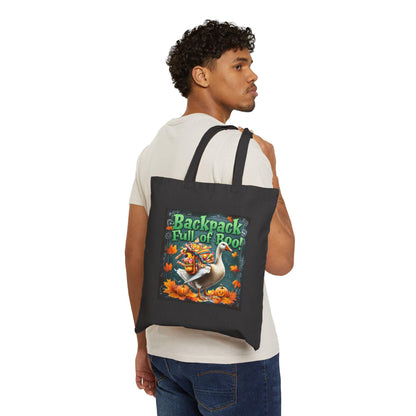 Spooky Goose Cotton Canvas Tote Bag: Halloween Trick or Treat Carryall